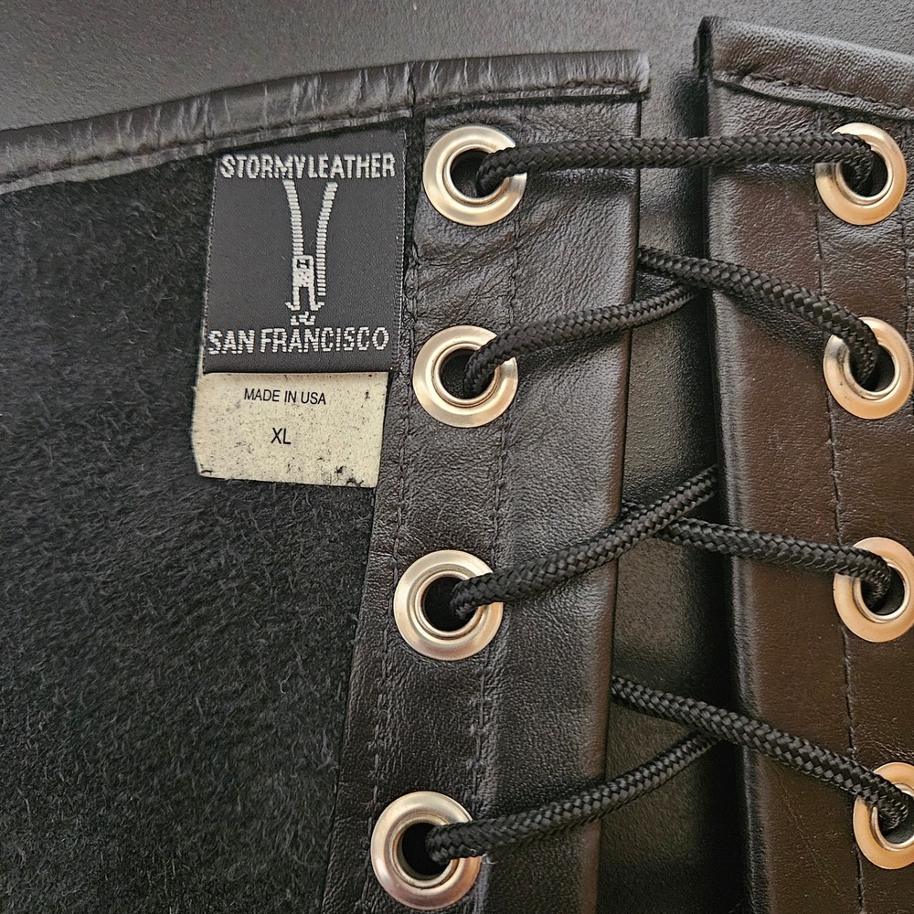 Stormy Leather San Francisco Black Leather Corset Belt Lace Up Zipper - Picture 7 of 8